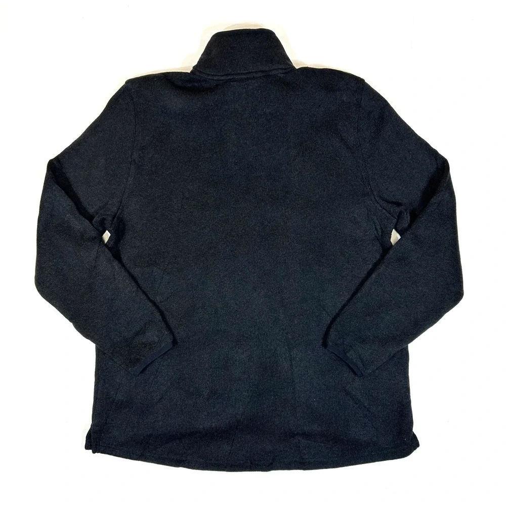 LL Bean Mens Sweater Fleece Quarter Zip Pullover Black Sherpa Lined Medium